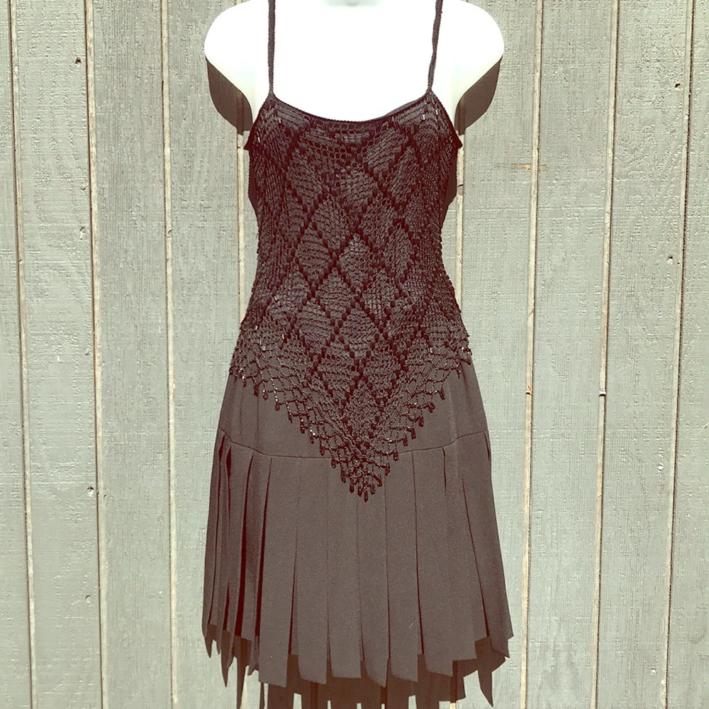VINTAGE beaded top with pleated sunburst skirt